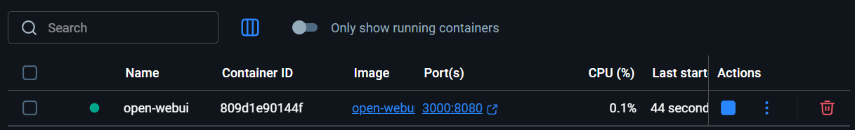 Open WebUI Container in Docker for Windows